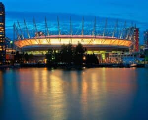 Estádios da Copa do Mundo 2026 - Vista noturna do BC Place